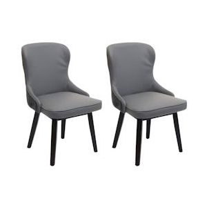 Mendler Set van 2 eetkamerstoelen HWC-M60, gestoffeerde stoel keukenstoel fauteuil stoel, stof/textiel massief hout ~ donkergrijs-lichtgrijs - grijs Textiel 104713