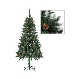 vidaXL Kunstkerstboom met dennenappels en wit glitter 150 cm - 284317