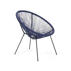 Oviala Business Blauwe fauteuil van geweven hars - blauw 105695
