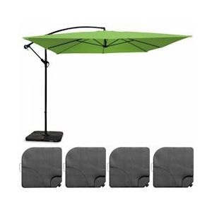 Oviala Business Offset parasol 3x3m en 4 groene aluminium opvulplaten - Oviala - groen Aluminium 107281