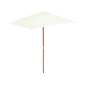 <p>Deze elegante parasol is de perfecte keuze om wat schaduw te creëren en jezelf te beschermen tegen de schadelijke uv-straling van de zon. Het parasoldoek is gemaakt van uv-beschermend en anti-vervagend polyester, waardoor het je optimale bescherming tegen de zon biedt en gemakkelijk schoon te maken is.</p>
<p>De paaldiameter van 38 mm maakt het mogelijk om de parasol in een bestaande voet te plaatsen of in het midden van een tafel te zetten. De sterke houten paal en de 6 duurzame baleinen zorgen voor stabiliteit en duurzaamheid.</p>
<p>Met het eenvoudige katrolsysteem kan de tuinparasol gemakkelijk geopend en gesloten worden. Het product is ook eenvoudig te monteren.</p>
<p>Let op, wij adviseren om het doek te behandelen met een waterdichtmakende spray als het wordt blootgesteld aan zware regenval.</p>
<ul>
  <li>Kleur parasoldoek: zandkleurig</li>
  <li>Materiaal frame: gelamineerd bamboe en hardhout</li>
  <li>Materiaal hoes: stof</li>
  <li>Totale afmetingen: 150 x 200 x 235 cm (B x D x H)</li>
  <li>Diameter paal: 38 mm</li>
  <li>Met ventilatiegat</li>
  <li>Met 6 baleinen</li>
  <li>Beschikt over een enkelvoudig katrolsysteem</li>
</ul>