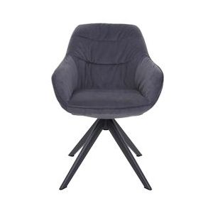 Mendler Eetkamerstoel HWC-K28, keukenstoel gestoffeerd stoel met armleuning, draaibaar, metaal ~ stof/textiel grijs - grijs Weefsel 89610