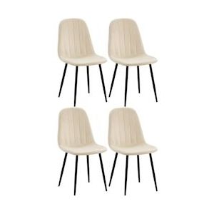 CLP Set van 4 eetkamerstoelen Baxter fluweel crème - 324970