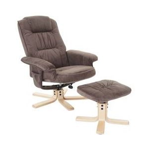 Mendler Relaxfauteuil M56, TV-fauteuil TV-fauteuil met kruk, stof/textiel ~ imitatie suède bruin - bruin Textiel 59712