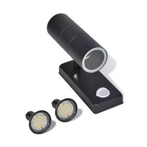 vidaXL Cilindrische zwarte roestvrijstalen LED wandlamp met sensor - 41097