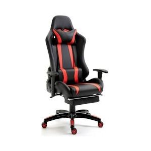 SVITA Stoel bureaustoel bureaustoel voetensteun ergonomisch zwart rood - Kunststof 92206
