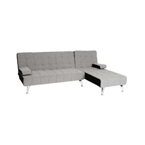 Mendler Slaapbank HWC-K22, bank hoekbank Sofa, ligvlak links/rechts slaapfunctie 236cm ~ stof/textiel lichtgrijs, zwart - grijs Textiel 89563+89730