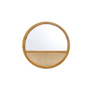 SIT Möbel Wandspiegel met rotan vlechtwerk | rond | Kader teak natuur | B 60 x D 3 x H 60 cm | 05355-01 | Serie RATTAN - beige Multi-materiaal 05355-01