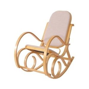 Mendler Schommelstoel M41, draaifauteuil TV-fauteuil, massief hout ~ eiken look, stof/textiel beige - beige Massief hout 12254