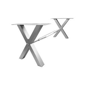 SIT Möbel tafelframe X-Form | staal antiek zilver | B 80 x D 15 x H 73 cm | 07113-40 | Serie TOPS & TABLES - zilver Staal 07113-40