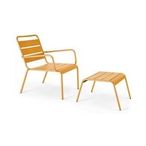 Oviala Business Gele metalen fauteuil en voetensteun - geel Staal 104685