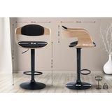 CLP Kingston Barkruk - Met rugleuning - Armleuning - Voetsteun - Frame Zwart - natura/zwart Stof