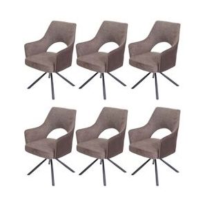 Mendler Set van 6 eetkamerstoelen HWC-K30, keukenstoel, fauteuil, draaibare autostand, stof/donkerbruin ~ bruin-donkerbruin - bruin Textiel 6x89653