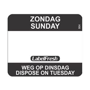 Label Fresh Codelabel zondag weg op dinsdag Easy Zwart Papier 500 stuks - zwart Papier 5425025588640