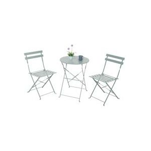 terrasset opklapbaar Metallic van 2 stoelen en ronde tafel Bistreau grijs O91 - grijs Staal 8429160026231