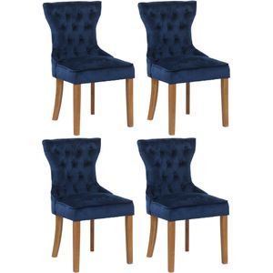 CLP Set van 4 eetkamerstoelen Franca fluweel antiek licht - blauw - 318789