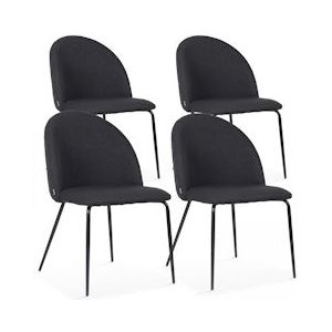 Oviala Business Set van 4 zwarte stoffen stoelen - zwart Textiel 108103