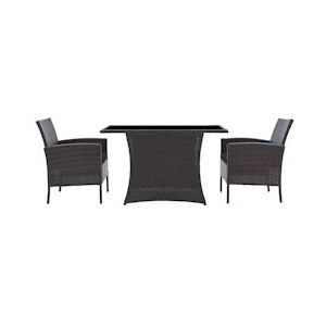 SIT Möbel Tuinzitgroep van bruin polyrotan | 2 fauteuils, 2 zitkussens, 1 tafel | Tafelblad glas | metalen frame | 19000-28 |serie GARTEN - meerkleurig Multi-materiaal 19000-28