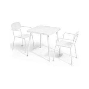 Oviala Business Witte aluminium tuintafel en 2 stoelen - Oviala - wit Aluminium 108256