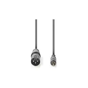 Nedis Ongebalanceerde Audiokabel - XLR 3-Pins Male - RCA Male - Vernikkeld - 1.50 m - Rond - PVC - Donkergrijs - Kartonnen Sleeve - 5412810295432