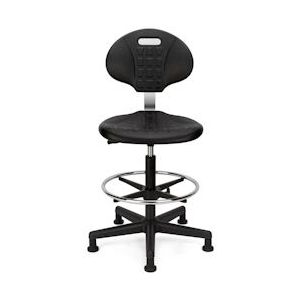 Tarente werkstoel large met kunstof voetenkruis, voetring, zwart - zwart Multi-materiaal TAR.003.ZW