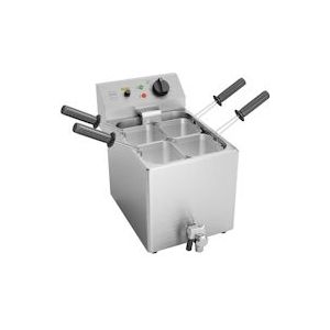 METRO Professional elektrische pastakoker GNC1008, RVS, 47 x 55 x 38 cm, 4 mandjes, 3150 W, temperaturen tot 110 °C, aftapfilter, 8 l, zilver - Metaal 203