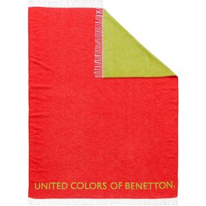 Benetton - Deken 140x190cm 320gsm 60%katoen 40%acryl rood&groen - meerkleurig BE007
