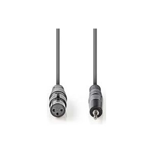Nedis Gebalanceerde Audiokabel - XLR 3-Pins Female - 3,5 mm Male - Vernikkeld - 1.00 m - Rond - PVC - Donkergrijs - Kartonnen Sleeve - 5412810295883