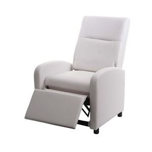 Mendler TV fauteuil HWC-H18, relax fauteuil, kunstleer opvouwbaar 99x70x75cm ~ wit - wit Synthetisch materiaal 72664