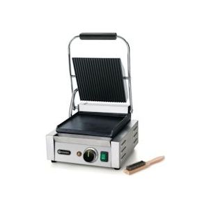 Hendi Contactgrill Enkel - Professionele Panini Grill - Gegroefd/Glad - 31x37x(H)21cm