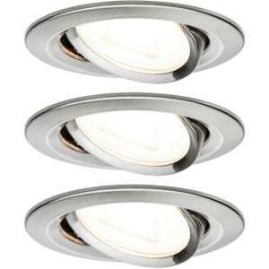 Paulmann LED-inbouwlamp 3-Step-Dim Nova Basisset zwenkbaar  rond 84mm 50° GU10 3x6,5W 3x460lm 230V dimbaar 2700K Staal geborsteld 93465 - grijs 93465