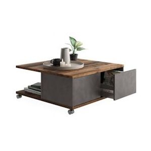 vidaXL Verrijdbare salontafel FMD : Kleur - grijs en hout in antieke stijl. - 437009XL