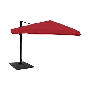 Mendler Zweefparasol HWC-A96, parasol, 3x4m (Ø5m) polyester/aluminium 26kg ~ Flap, bordeaux met voet, draaibaar - rood Textiel 134334+35661+122472