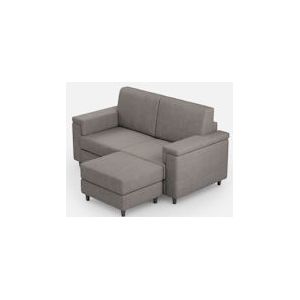 Medium 2-zits Marrak zitbank (twee zitplaatsen van 70 cm) + poef buitenafmetingen L.168 D.145 grijze kleur - VECOMMARRK140-D16