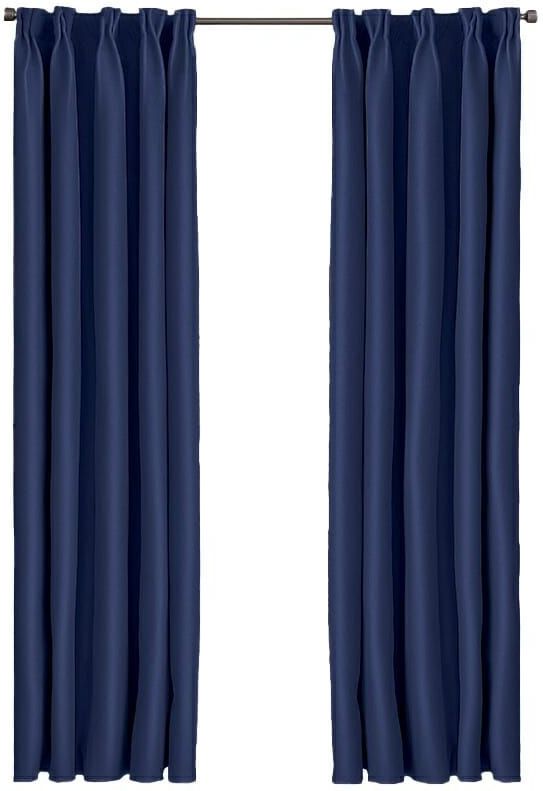 Larson - Luxe effen blackout gordijn - met haken - 1.5m x 2.5m - Donkerblauw