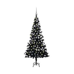 vidaXL Kunstkerstboom met LED's & ballen zwart 180cm PVC - 3077676