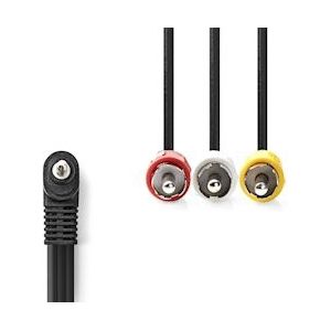 Nedis Audio-Videokabel - 3,5 mm Male - 3x RCA Male - Vernikkeld - 1.00 m - Rond - PVC - Zwart - 5412810289707