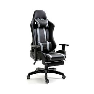 SVITA Stoel bureaustoel bureaustoel voetensteun ergonomisch zwart grijs - Kunststof 92210