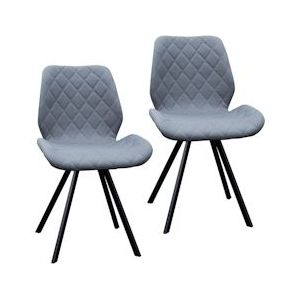 SVITA DIAMOND set van 2 eetkamerstoelen keukenstoel gestoffeerde stoel donkergrijs - grijs Multi-materiaal 91446