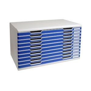 Exacompta 324003D MODULO A3 modulaire ladenbox met 10 gesloten laden voor A3+ documenten, Office, grijs-blauw - blauw Synthetisch materiaal 324003D