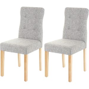 Mendler Set van 2 eetkamerstoelen HWC-E58, stoel eetkamerstoelen ~ stof/textiel grijs, lichte poten - grijs Textiel 67983