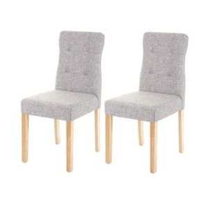 Mendler Set van 2 eetkamerstoelen HWC-E58, stoel eetkamerstoelen ~ stof/textiel grijs, lichte poten - grijs Textiel 67983
