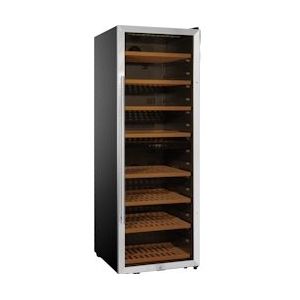 METRO Professional Wijnkoeler GWC1171D, roestvrij staal / glas, 59,5 x 69 x 173,7 cm, 171 flessen, met slot, zwart / zilver - zwart Roestvrij staal 476975