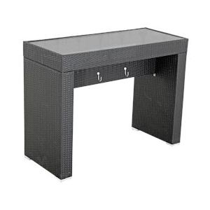 METRO Professional Bartafel / statafel Barbados, aluminium / PE rotan / glas, 140 x 60 x 110 cm, weerbestendig, combineerbaar, zwart - zwart Multi-materiaal 951437