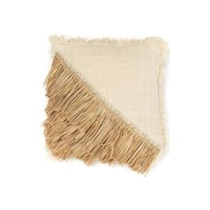 De Raffia Katoenen Kussenovertrek - Naturel Wit - 60x60