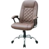 SIGMA Bureaustoel EC701, Leer/Chroom/PP, 72,5 x 70 x 114 cm, verstelbare zithoogte, vaste armleuning, bruin. - bruin Multi-materiaal 265031