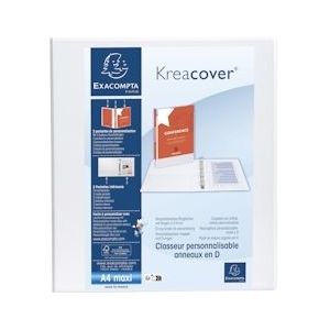 Exacompta Personaliseerbare ringmap Kreacover 4 ringen van 50 mm, rug van 7 cm, wit - wit Kartonnen 51844E