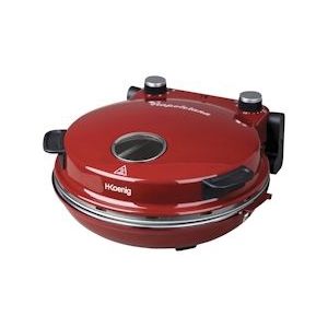 H.Koenig NAPL350 Elektrische pizzamaker, pizzaoven, 1200 W, 32 cm diameter, regelbare temperatuur tot 350 ºC, keramische steen, rood - rood Roestvrij staal NAPL350