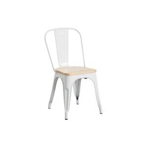 industriële Sterke witte stoel met houten zitting 45x50x85 cm Thinia Home - wit Staal 8429160800886