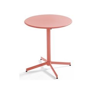 Oviala Business Ronde bistro kantelbare terrastafel in leemstaal 70cm - roze Staal 108421